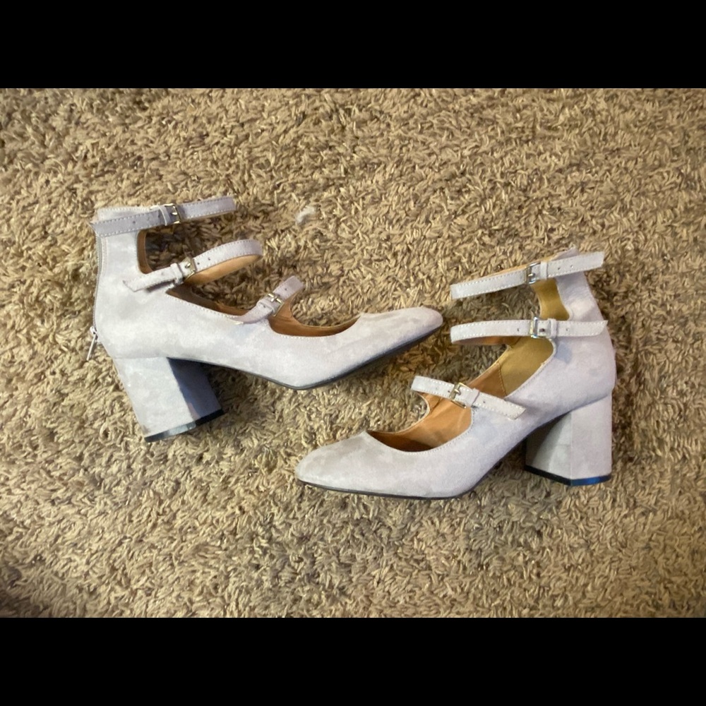Gray Wedge Block Heels